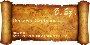 Borsova Szilvánusz névjegykártya